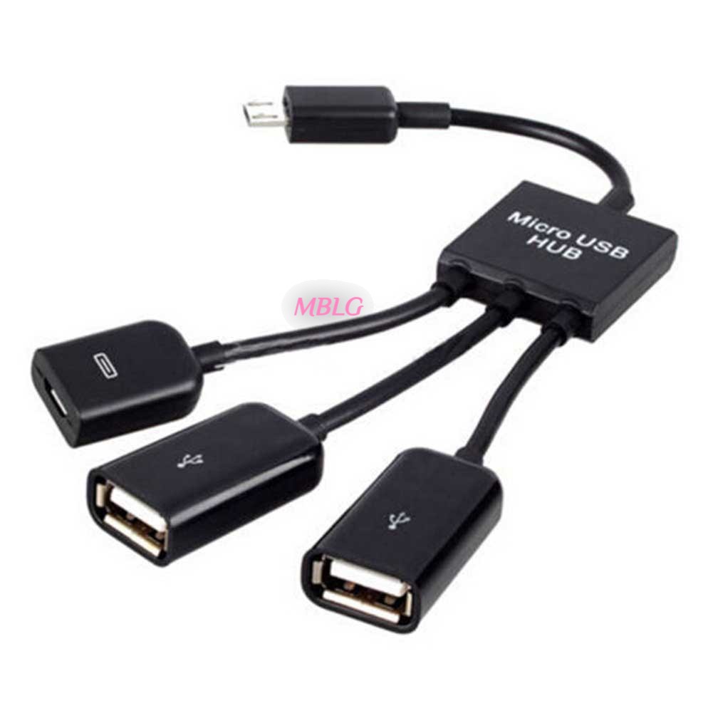 Thiết bị HUB USB 2.0 OTG 3 trong 1 (2 đầu USB 1 đầu Micro USB)