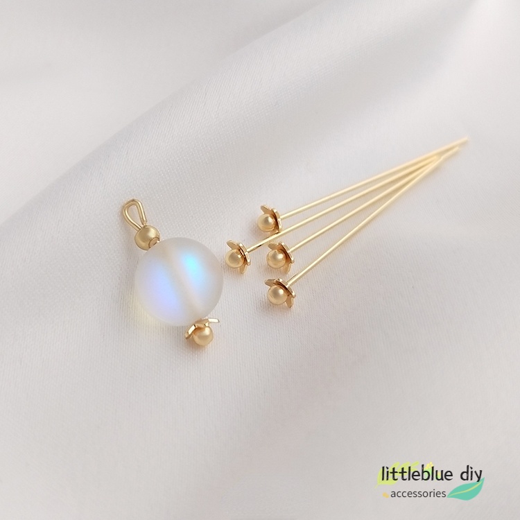 Kim xỏ hạt hình bông hoa nhỏ đầu tròn bằng đồng 14K 0.6x30mmT nhiều màu sắc