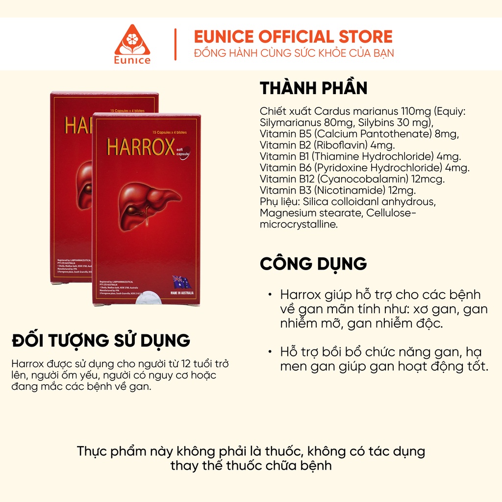 Bổ gan, làm mát gan, giải độc gan, tăng cường chức năng gan nhập khẩu từ Úc - Harrox