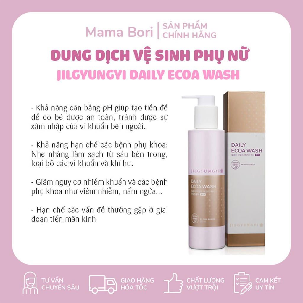 [Hàng chuẩn Air - Cam kết chính hãng] Dung dịch vệ sinh phụ nữ JilGyungYi Daily Ecoa Wash chuẩn Hàn Quốc 200ml