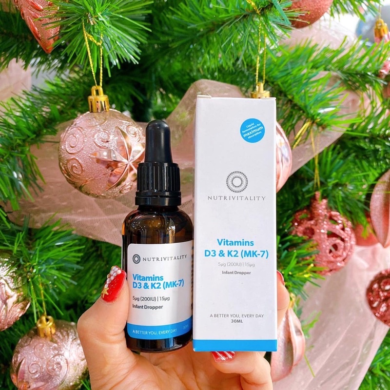 Vitamin D3k2 Mk7 và Kẽm ZinC Nutrivitality UK Anh Quốc