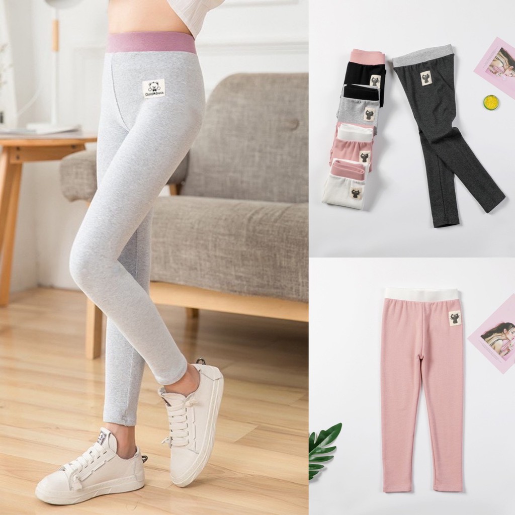 (Hàng đẹp) Quần legging cotton thu đông quần dài cho bé gái 2-10 tuổi cạp chun to có size đại