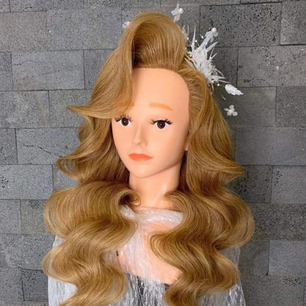 Đầu manocanh học tóc trang điểm - Đầu ken tóc thật, dày, óng mượt