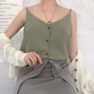 Áo voan 2 dây có cúc quyến rũ