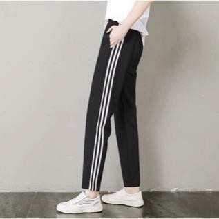 Quần thể thao nữ dài jogger 3 sọc chất vải umi hàn màu đen cao cấp dày dặn Co Dãn 4 chiều mặc học sinh thể dục tập gym *