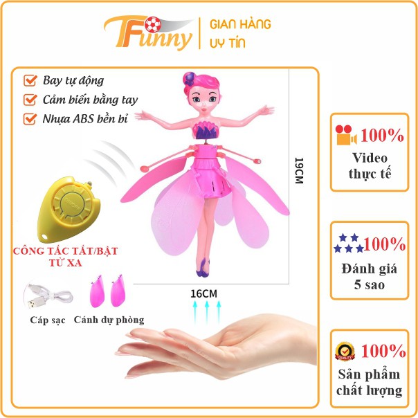 Búp Bê Cô Tiên Bay Cảm Ứng Nhiệt Bằng Tay Bản Cao Cấp, T Funny, Nhựa ABS Chống Va Đập, Chống Rơi Vỡ