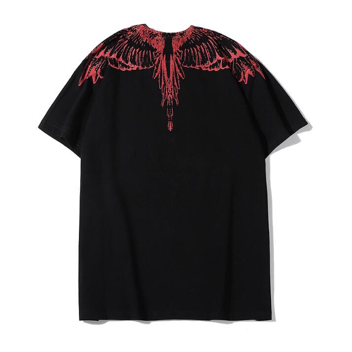 Áo Thun Tay Ngắn In Hình Đôi Cánh Màu Trắng Đen Thời Trang Cho Cặp Đôi