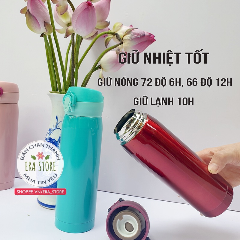 Bình giữ nhiệt 500ml lõi inox 304 an toàn siêu giữ nhiệt thép không gỉ 4 màu sắc xinh xắn nhỏ gọn tiện lợi