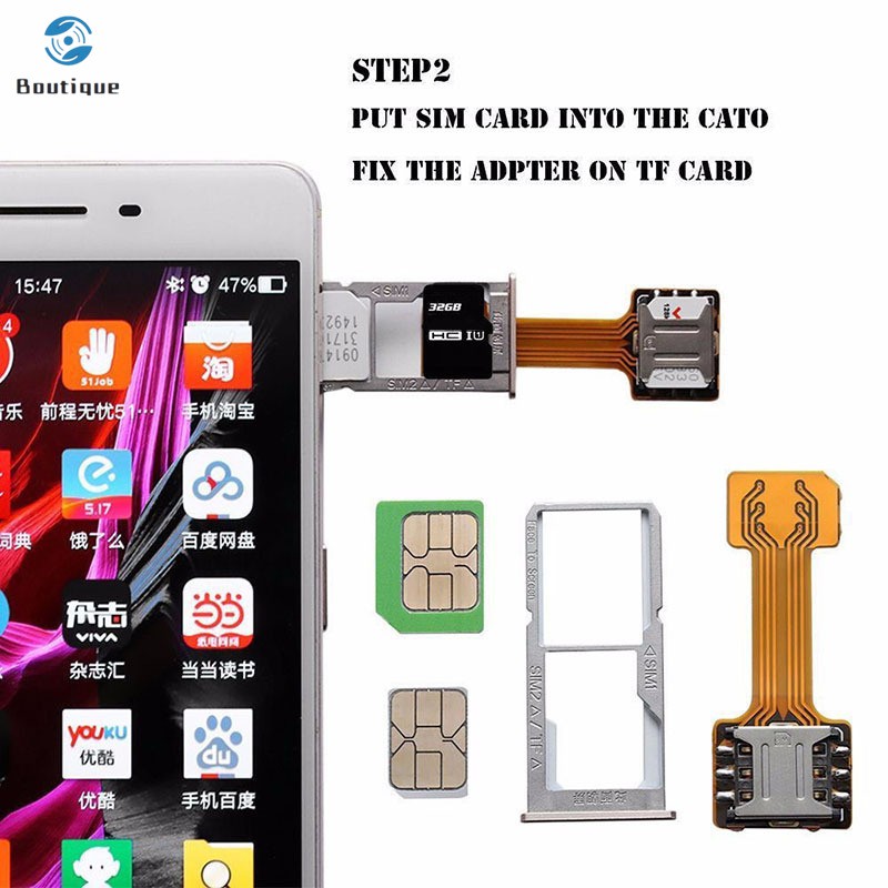 ✿♥▷ Card Extender Dual SIM Adapter Extension Cable Slot Durable For Mobile Phone Android