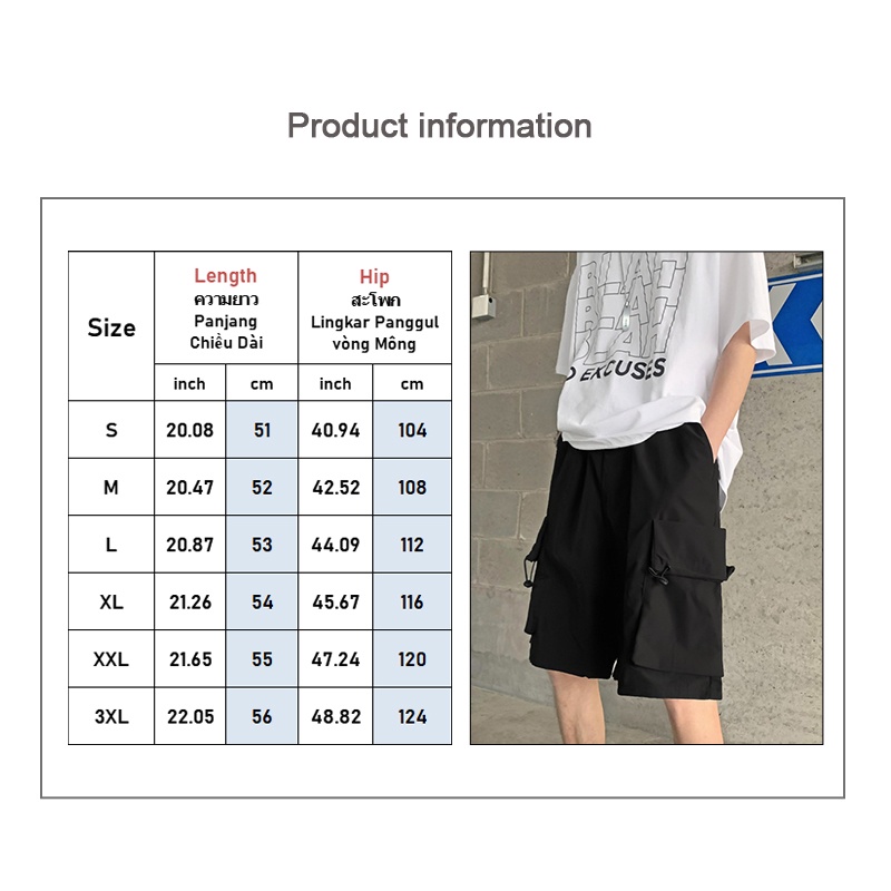 Quần short AOKANG ống rộng phối nhiều túi phong cách Nhật Bản thời trang cho nam