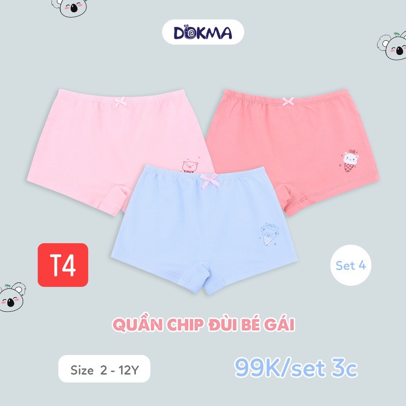 (2-12Y) Quần chip đùi cho bé gái (SET 3 CÁI) - DOKMA