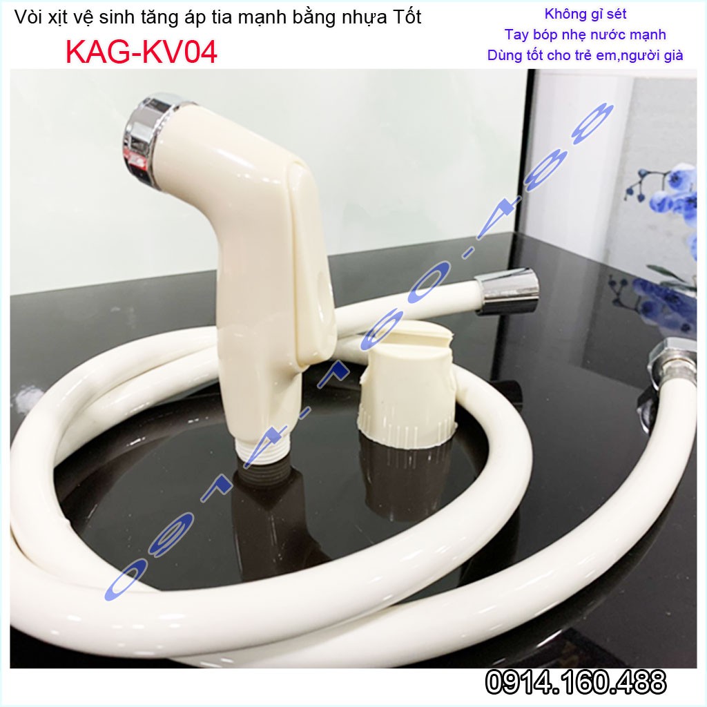 Vòi xịt bồn cầu KAG-KV04 màu kem, vòi xịt rửa  ấn tay nhà tắm, vòi xịt vệ sinh tia nước mạnh siêu sạch sử dụng tốt