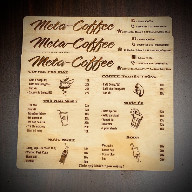 Menu gỗ thiết kế theo yêu cầu