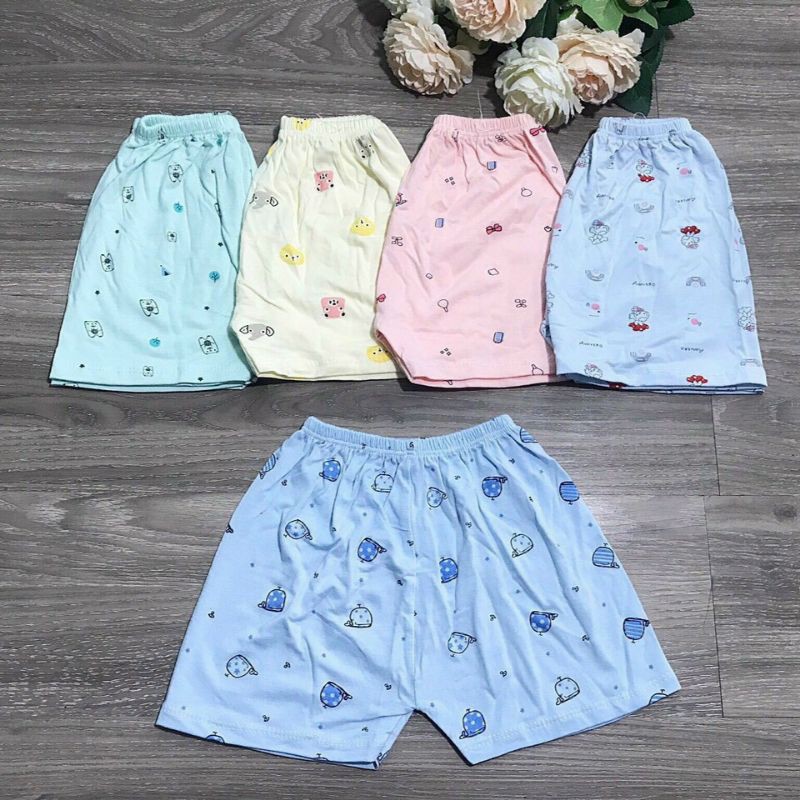 Quần Đùi / Quần Cộc Vải Thun Lạnh Chất Mềm Mát Cho Bé 3-14kg / Mã In