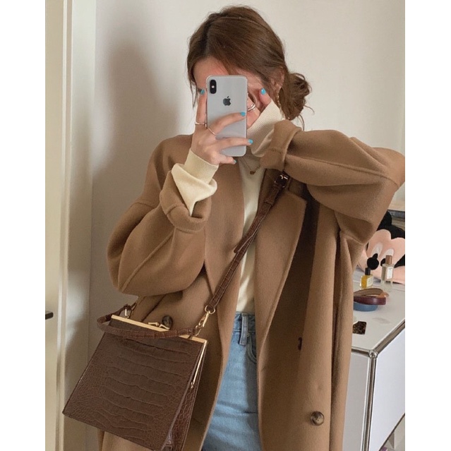Áo khoác dáng dài Trenchcoat Wonyi chất vải dạ dày style Hàn Quốc
