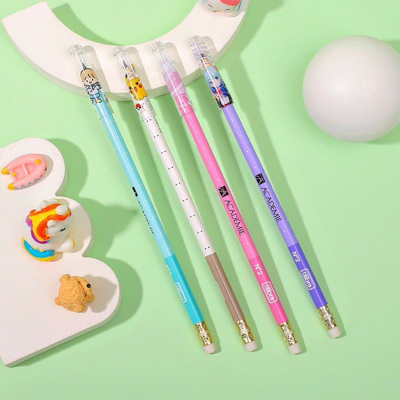 Set 6 Nắp Nhựa Bảo Vệ Bút Chì wj002 Họa Tiết Hoạt Hình Dễ Thương