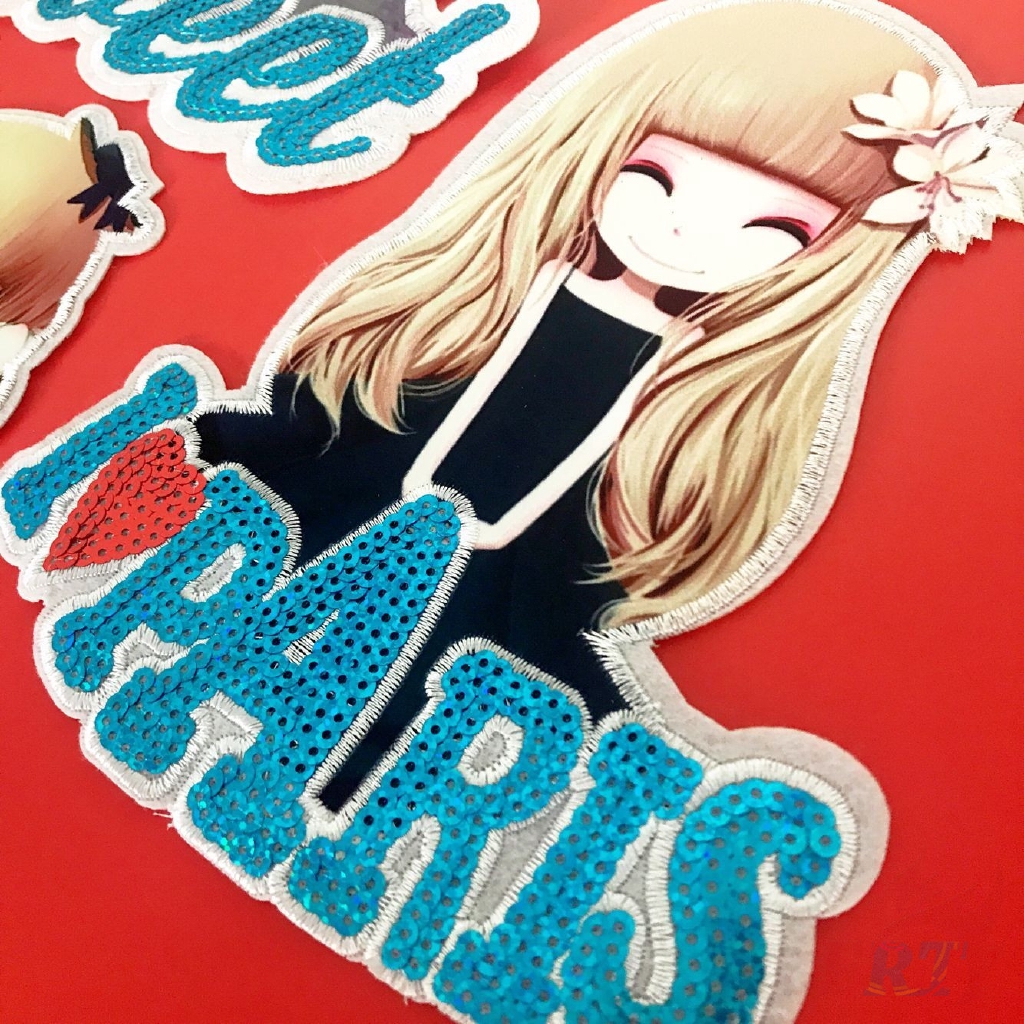 Miếng vá ủi thêu hình cô gái trẻ trung L-11121 phối kim sa nhiều kiểu tuỳ chọn