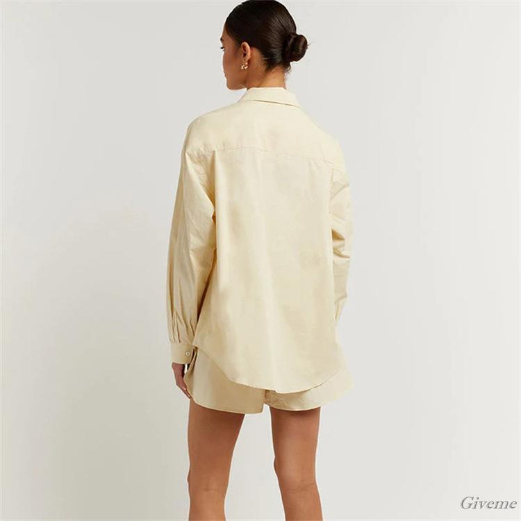 Set Đồ 3 Món Gồm Áo Hai Dây Màu Trơn/Áo Ngực/Quần Short Lưng Thun Cho Nữ