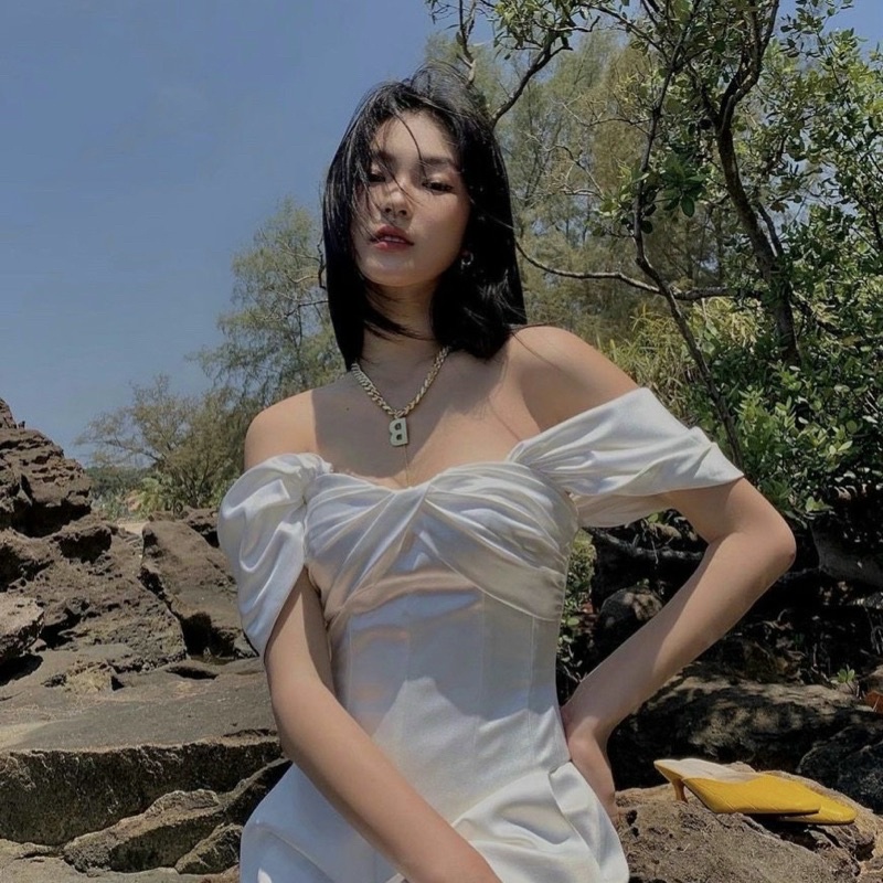 🦋Áo Phi Bóng Xoắn Ngực Rớt Vai Siêu Xinh🦋