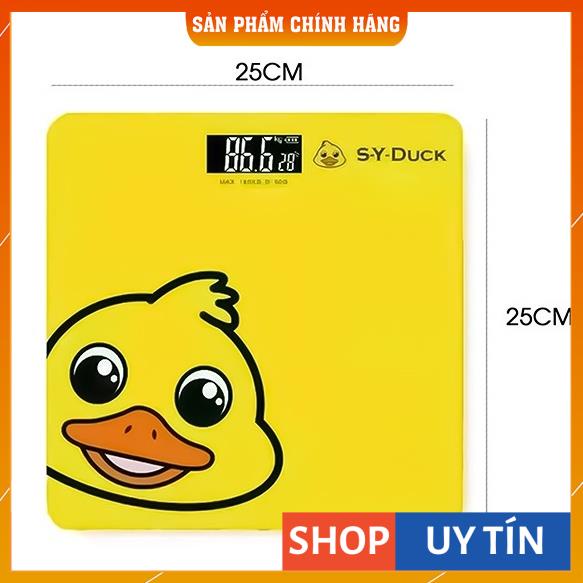 Cân điện tử sức khỏe hình con vịt vàng DUCK xinh xắn màn hình led kính cường lực màn hình led kính cường lực siêu bền