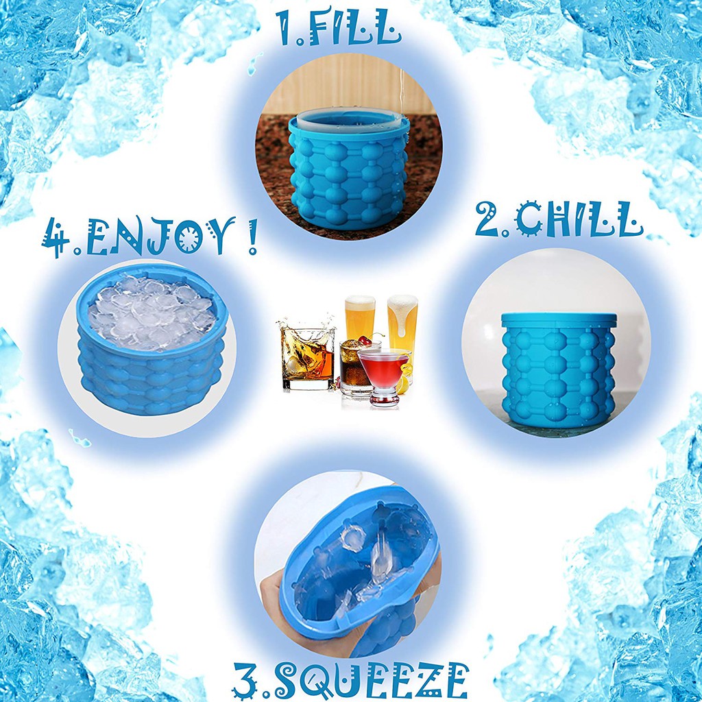 Cốc làm đá thông minh Ice Genie hộp làm đá thông minh cấu trúc 2 lớp tiết kiệm không gian Ice Cube Maker Chammart