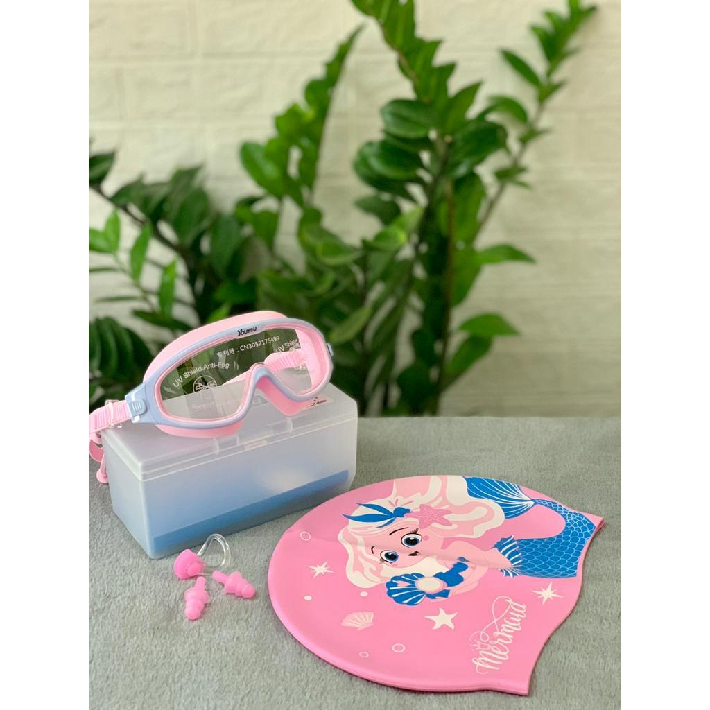 Combo Kính Bơi Trẻ Em Chính Hãng YouYou Full Box + Mũ Bơi + Nút Bịt Tai + Kẹp Mũi Chống Sặc Nước