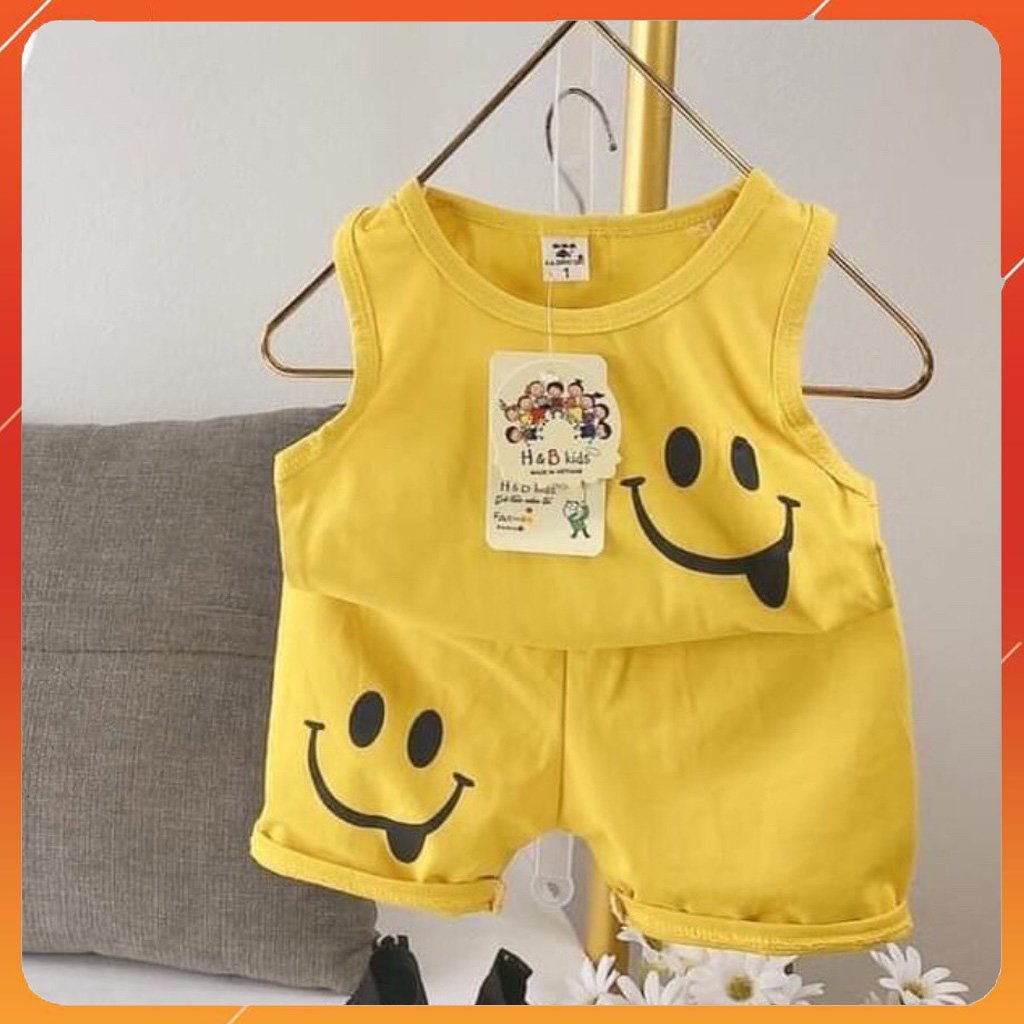 Bộ Ba Lỗ Cho Bé Trai Bé Gái Binbon kids, Bộ Sát Nách cho bé in hình mặt cười cực xinh cho bé từ 6-19Kg