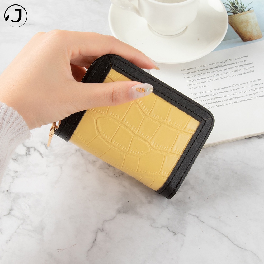 KAITIFEI Ví da mini đựng thẻ cầm tay nhiều ngăn sành điệu cho nữ