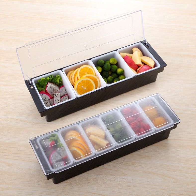 Khay Đựng Thạch, Topping, Trái Cây 4 Ngăn - 5 Ngăn - 6 Ngăn