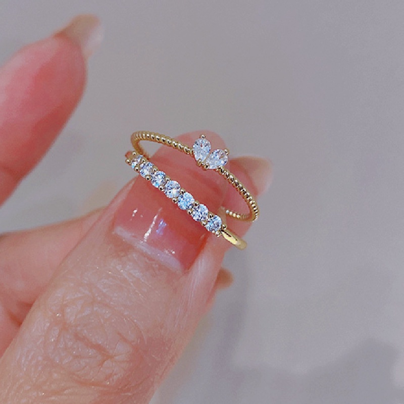 Nhẫn MANYUE mặt hình trái tim dễ thương phong cách Hàn Quốc dành cho nữ