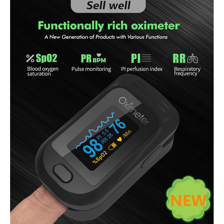 Fingertip Pulse Oximeter Oled Spo2 Pr Pi Blood Oxygen Pulse Monitor
