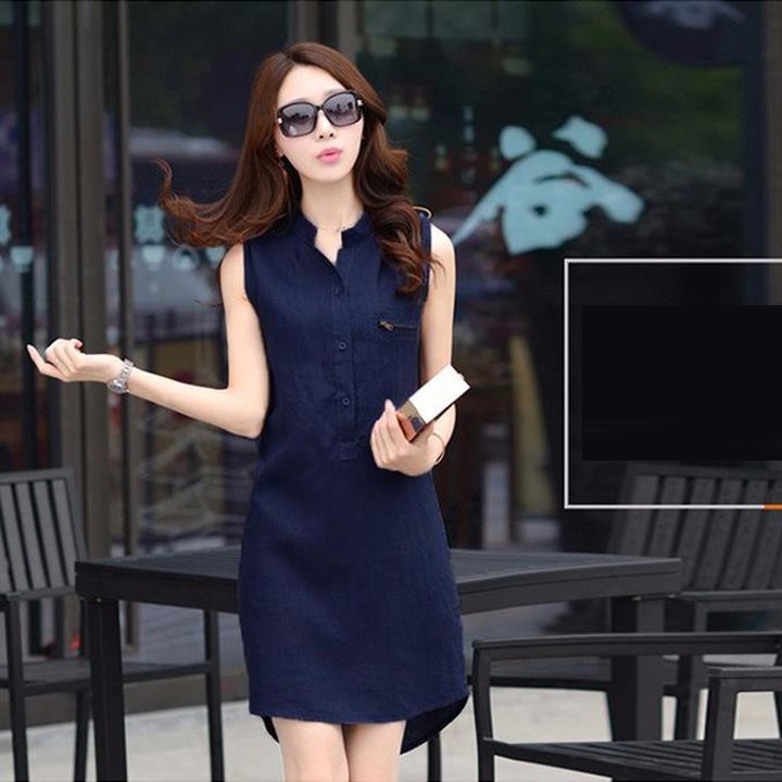 Đầm Jean Thun Nữ Túi Phối Dây Kéo