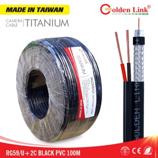 [SALE 10%] Cáp đồng trục camera Golden Link có dây nguồn RG59/U +2C Titanium 100M, 300M