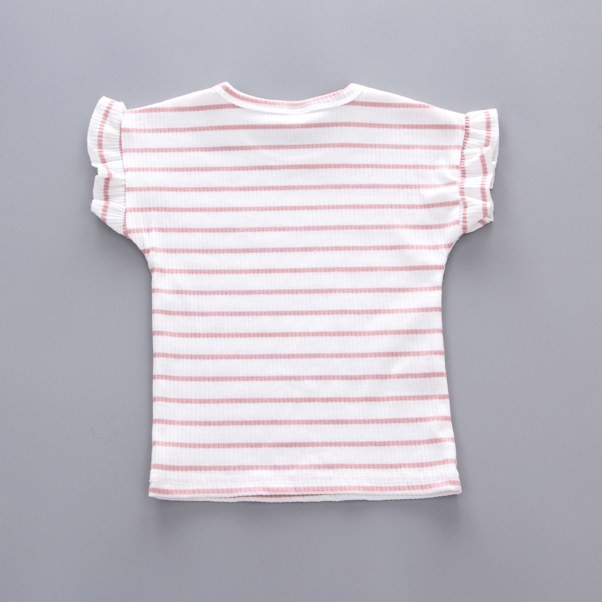 Set áo thun kẻ sọc + quần yếm họa tiết thỏ thời trang cho bé gái 0-5 tuổi