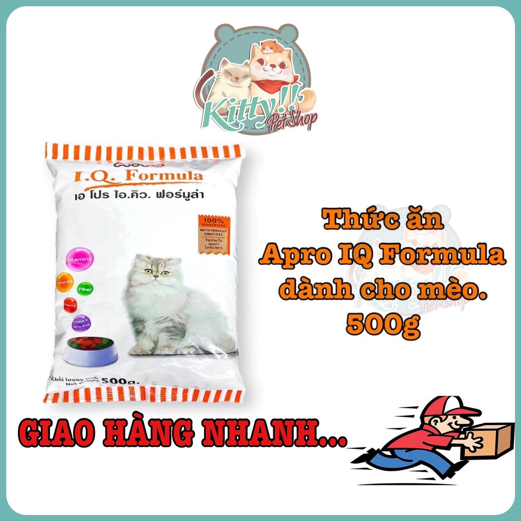 Thức ăn hạt  Apro IQ Formula dành cho mèo 500g - thức ăn hạt dinh dưỡng, thơm ngon cho mèo - Kitty Pet Shop Bmt