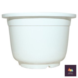 Chậu nhựa tròn trồng hoa cây cảnh giả sứ màu trắng CTTC01a330 dày dặn cứng cáp Size 30x25cm đáy có lỗ thoát nước