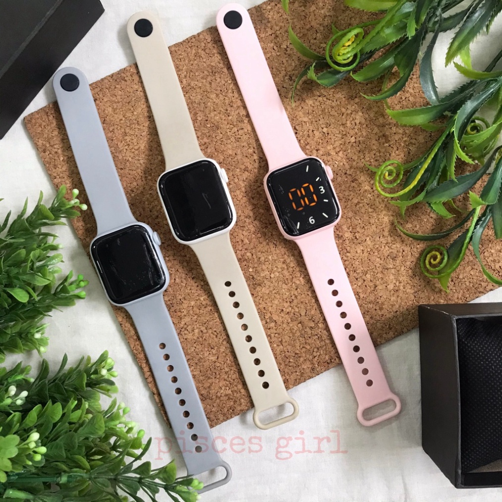 Đồng hồ nam nữ LED phiên bản táo sang chảnh dây cao su nhiều màu