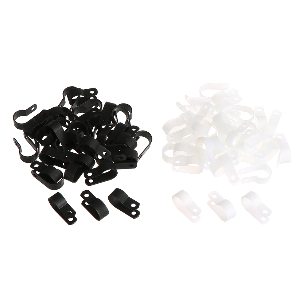 Bộ 100 Kẹp Dây Cáp Hình Chữ R Bằng Nylon Cứng Chắc Chắn Chất Lượng Cao