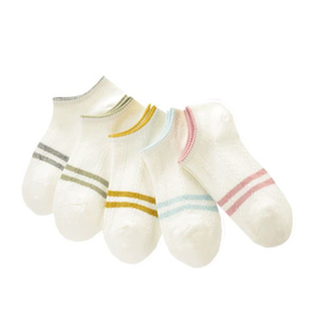 Set 10 Đôi Tất Nữ Ngắn Cổ 2 Sọc Kẻ Như Hình