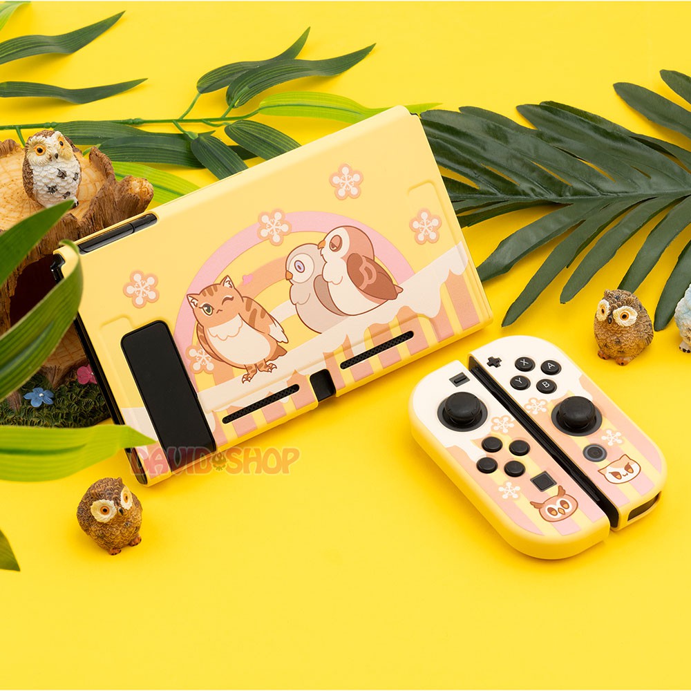 Ốp lưng + case Joy-Con chủ đề Chim Cú nhựa TPU dẻo cao cấp hãng Geekshare cho Nintendo Switch