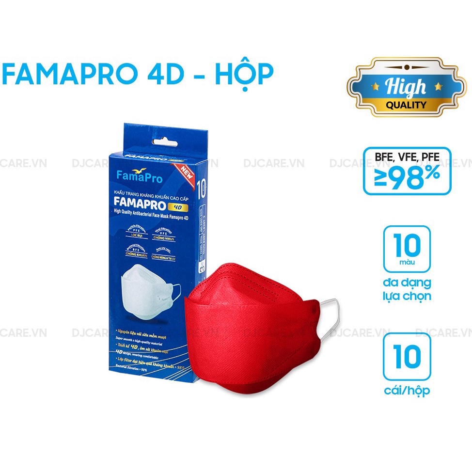 [4D MASK(KF94) COMBO 2 HỘP 10 CÁI] Khẩu trang y tế cao cấp kháng khuẩn 3 lớp Famapro 4D