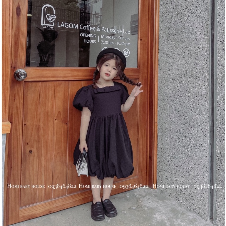 Váy công chúa cho bé gái Homi Baby House đầm cho bé bí đen nơ ngực