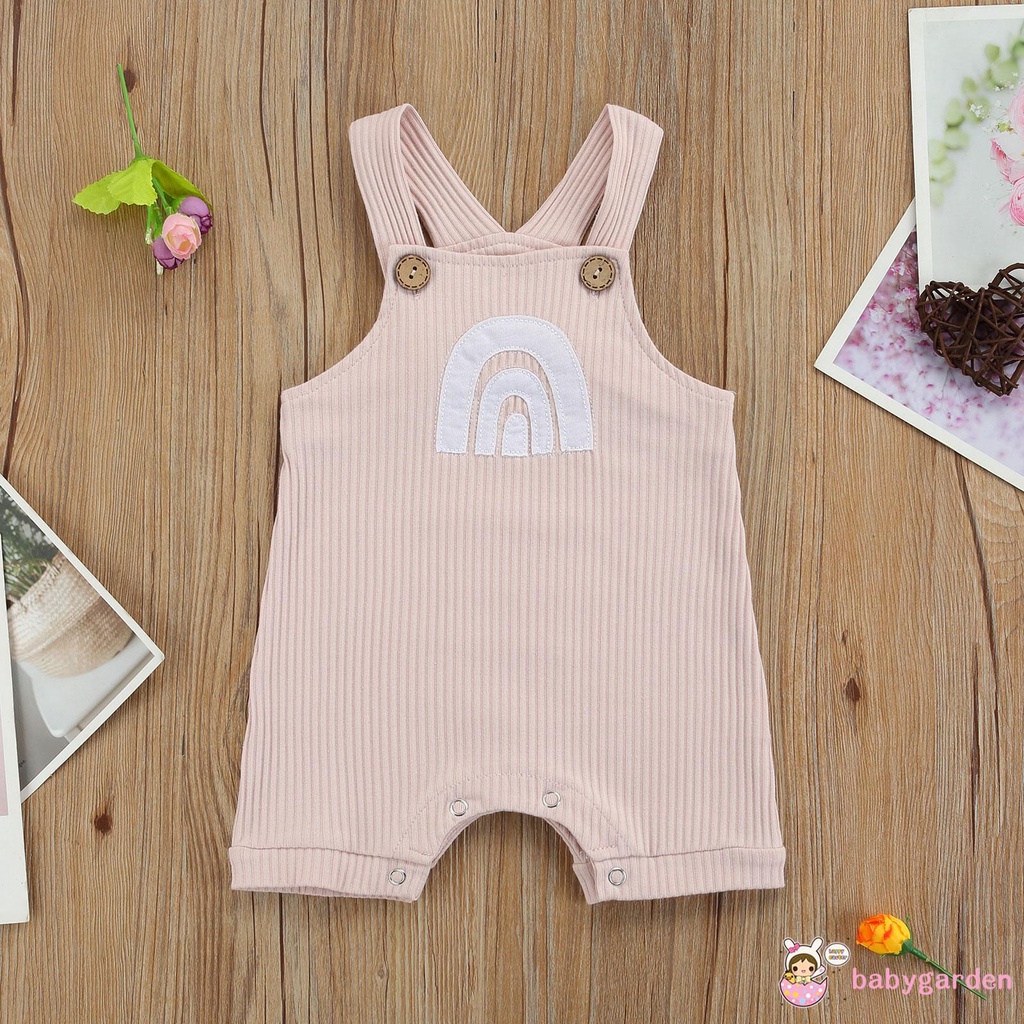 Bộ áo liền quần cổ vuông không tay họa tiết cầu vồng cho bé 0-18 tháng tuổi
