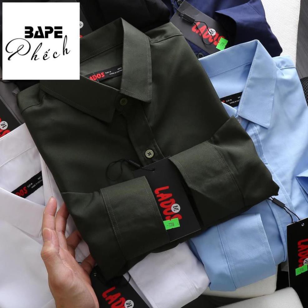 Áo sơ mi nam tay dài  trơn có túi  đủ màu BAPE PHẾCH-778, vải lụa mềm, ít nhắn - hàng chính hãng  ༷