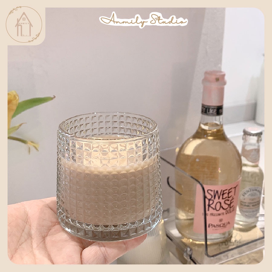 Ly thủy tinh chịu nhiệt đế lồi Anmily cao cấp, ly rượu thủy tinh có họa tiết độc đáo hiện đại trang trí đẹp.
