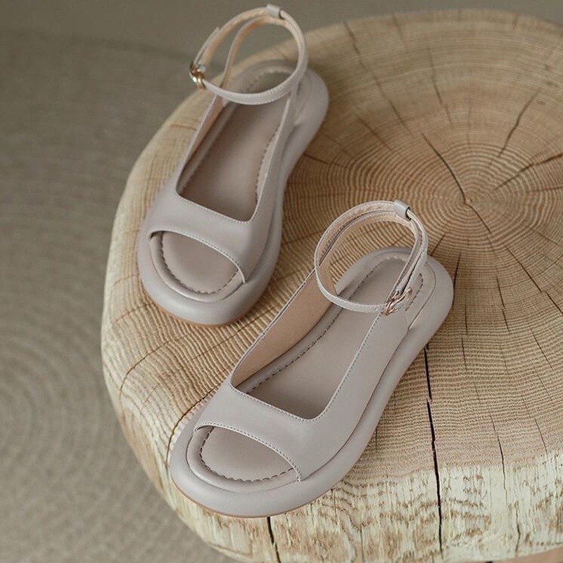 Xăng đan IELGY mũi tròn màu trơn thoải mái thời trang đi biển cho nữ