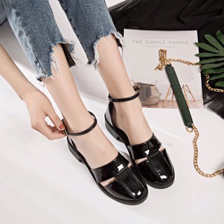 Giày búp bê da bóng Ulzzang