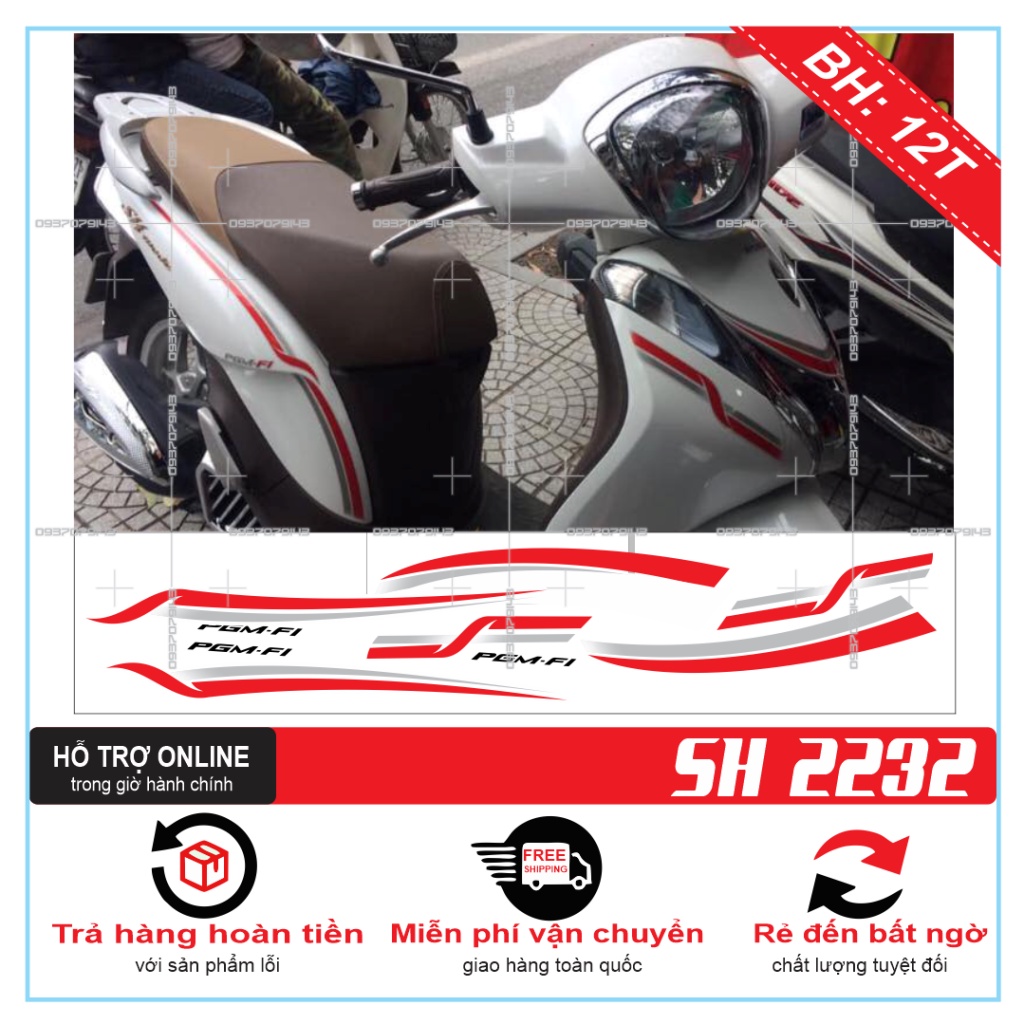 TEM XE SH MODE CHỈ ĐỎ TRẮNG -- SHIN DECAL 2