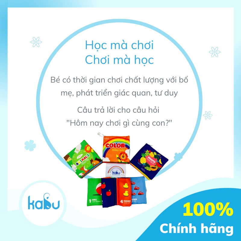 KABU - Bộ 4 Cuốn Sách Vải Giáo Dục Đầu Đời Cho Bé 0-3 Tuổi Mini Cloths