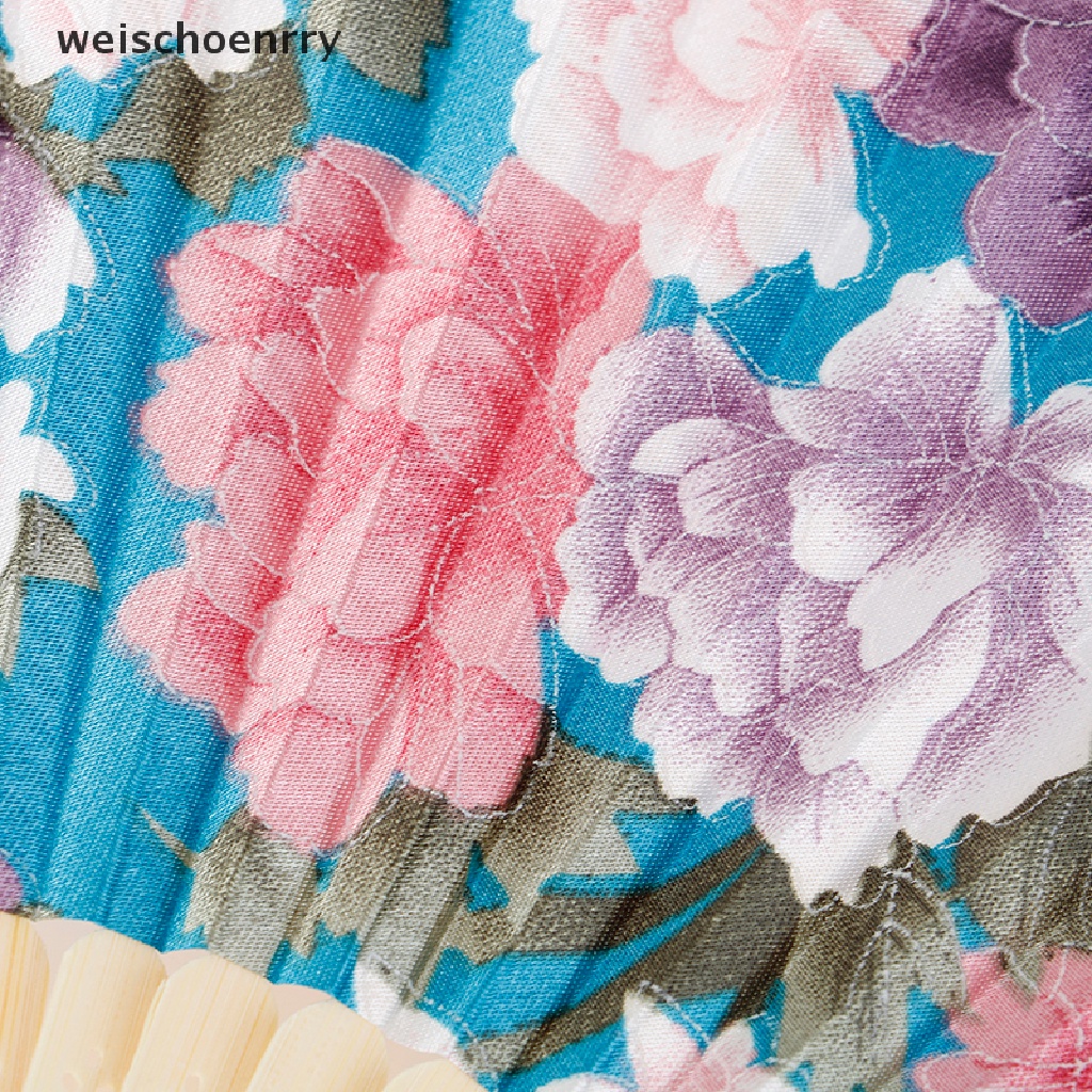 Quạt xếp cầm tay bằng lụa phong cách thanh lịch tùy chọn họa tiết